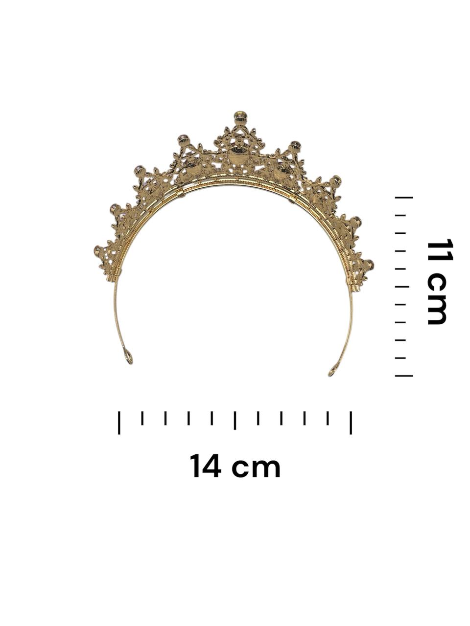 Coroa Ouro Super Luxo c/ Strass e Pedras Vermelhas