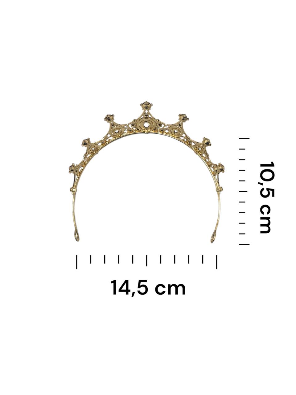 Coroa Ouro Super Luxo c/ Strass e Pedras Vermelhas