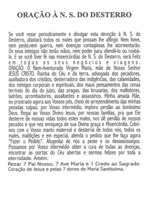 Oração Colorida Nossa Senhora Desterro