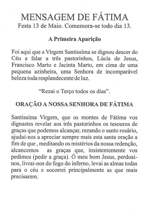 Oração Colorida Nossa Senhora Fátima