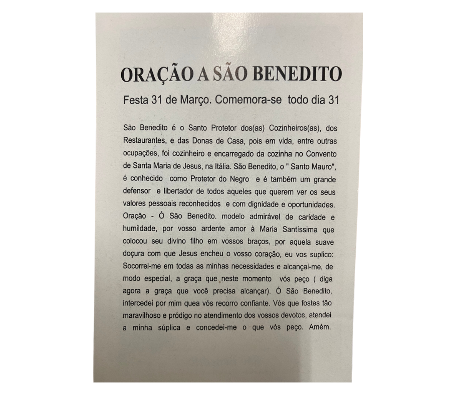 Oração Colorida São Benedito