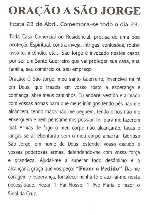 Oração Colorida São Jorge