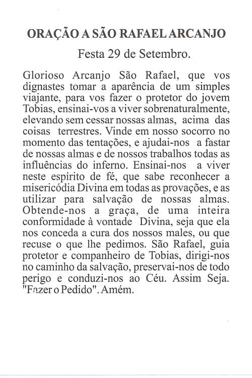 Oração Colorida São Rafael Arcanjo