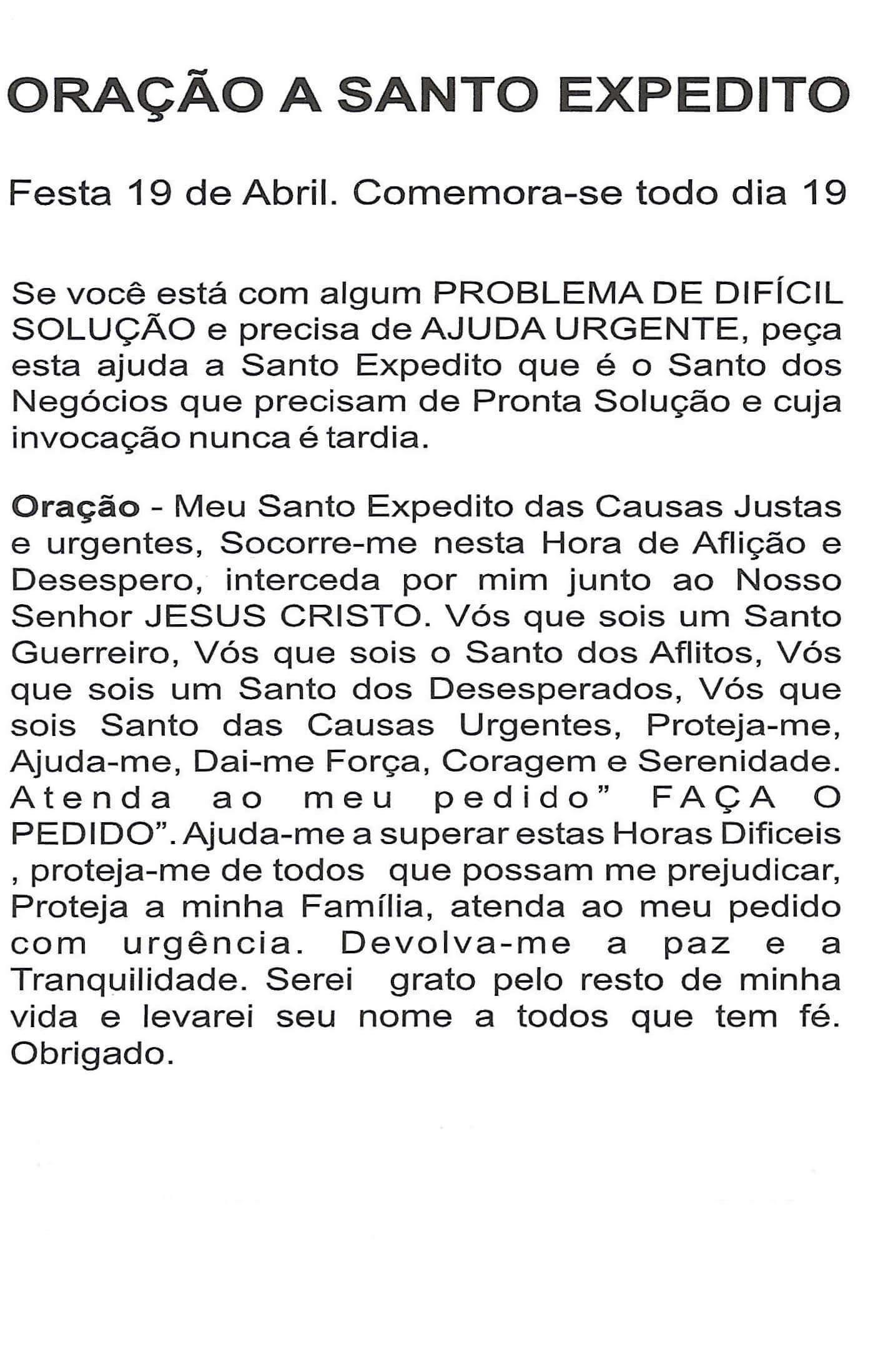 Oração Colorida Santo Expedito